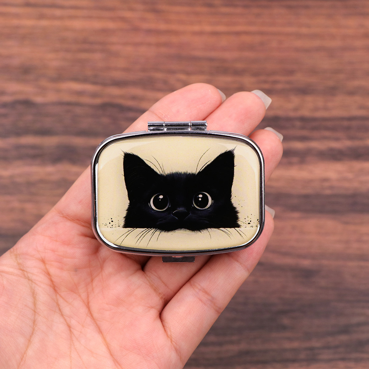 Tablet Accessories Case - Cute Black Cat Travel Pill Organizer