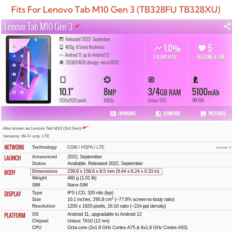 Capa For Lenovo Tab M10 3rd Ge - Lenovo Tablet With Accessories 评论和价格