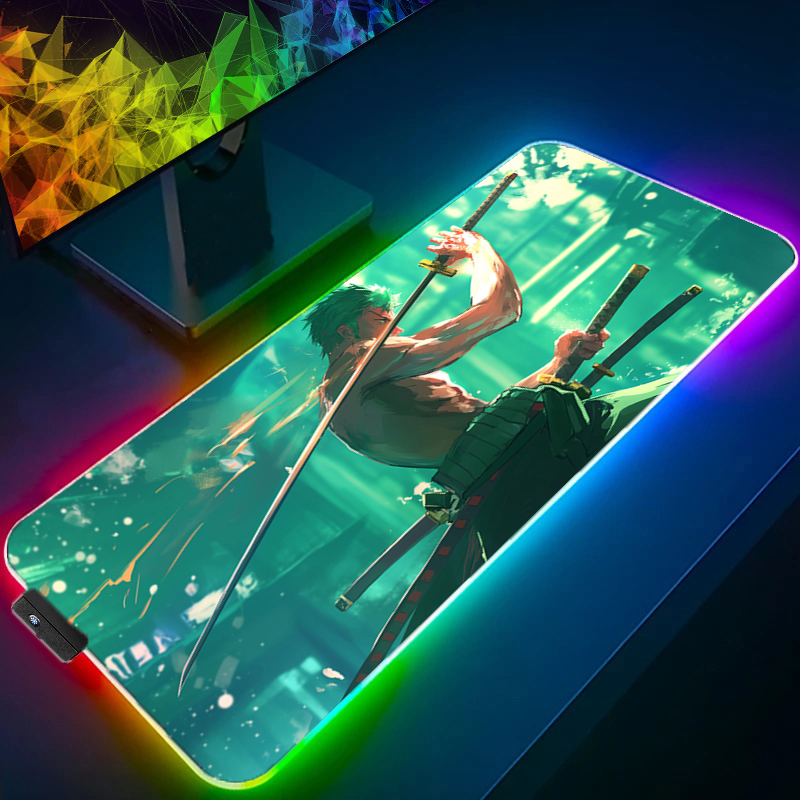 ONE PIECE Zoro Mouse Pad RGB G - Tablet Accessories Keyboard 评论和价格